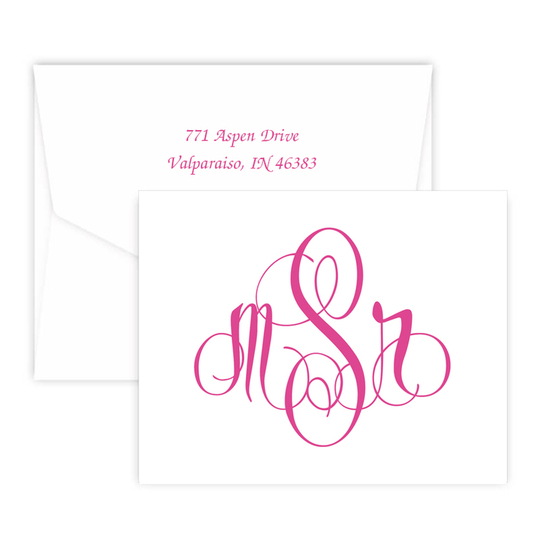 Elise Monogram Note Cards on Double Thick Stock